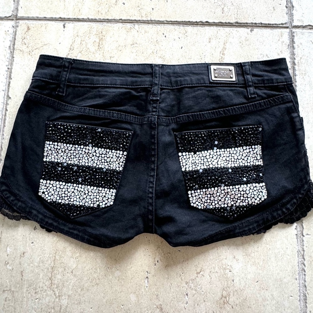 PHILIPP PLEIN Black Denim Shorts, Size 27, Black Diamond 02BD, SS15 CW552511